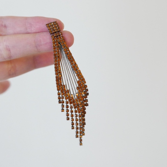 Orange Rhinestones Earring - Picture 7 of 7